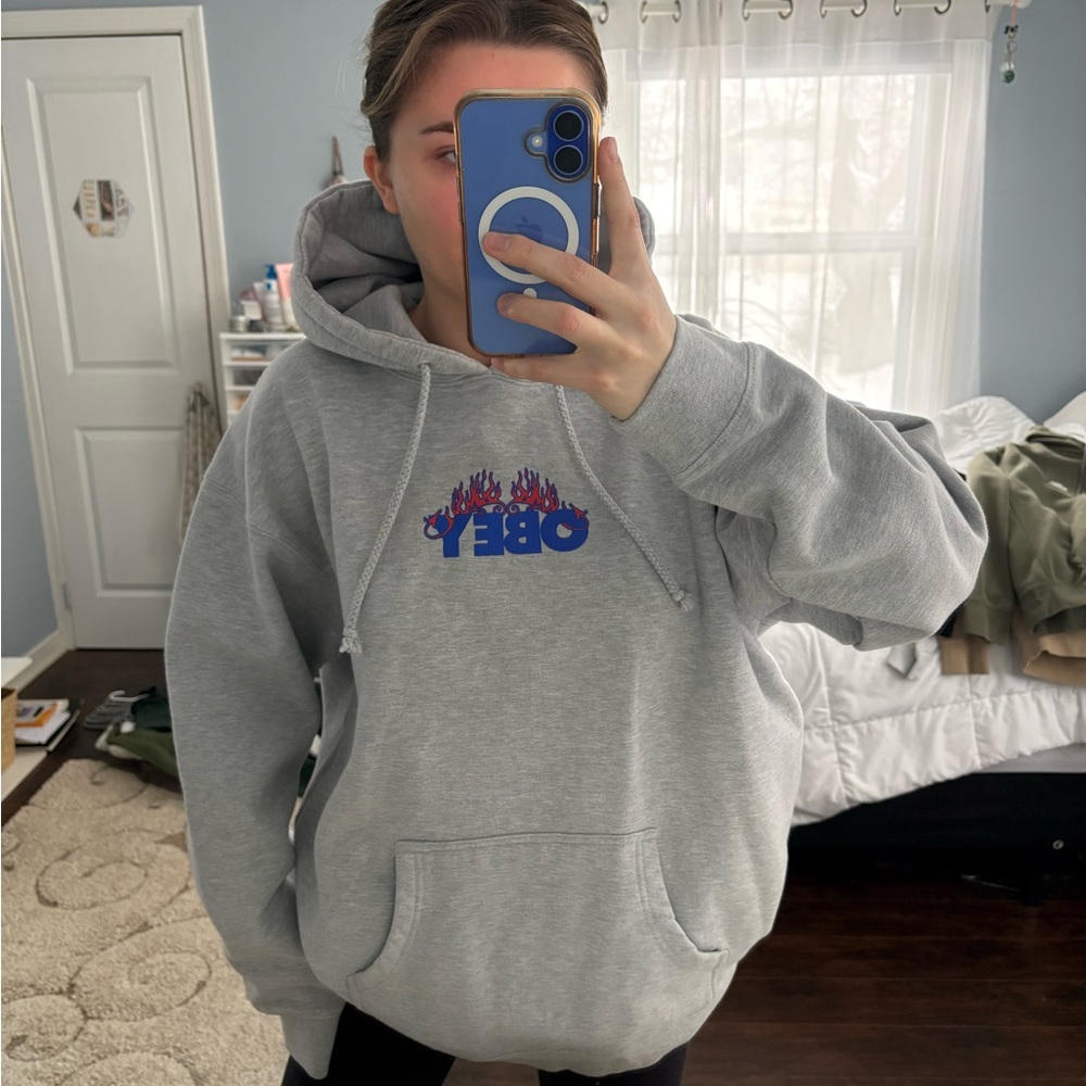 Obey Gray Hoodie with logo
